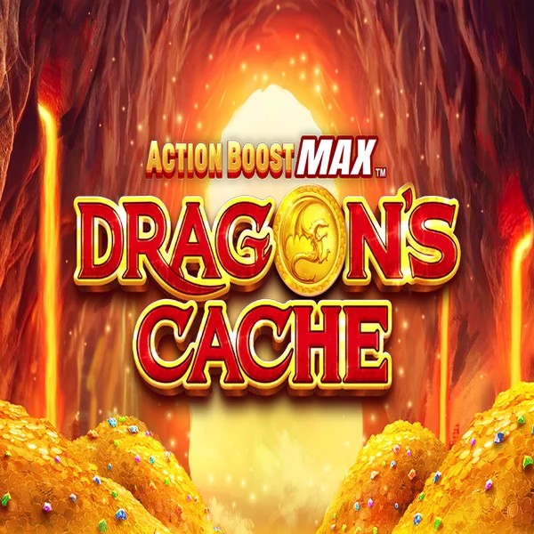 Official Slots logo: Action Boost Max Dragon's Cache by SpinPlay Games at Yeet Casino